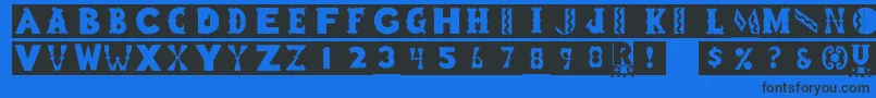 Rstoyblock-Schriftart – Schwarze Schriften auf blauem Hintergrund