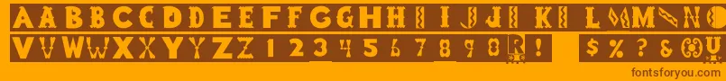 Rstoyblock Font – Brown Fonts on Orange Background
