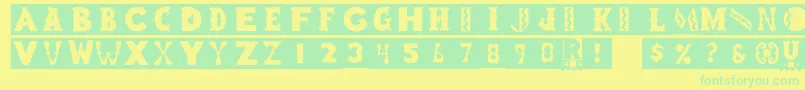 Rstoyblock Font – Green Fonts on Yellow Background