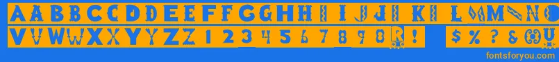 Rstoyblock Font – Orange Fonts on Blue Background