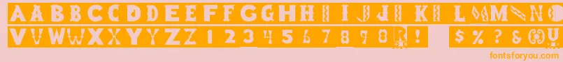 Rstoyblock-Schriftart – Orangefarbene Schriften auf rosa Hintergrund