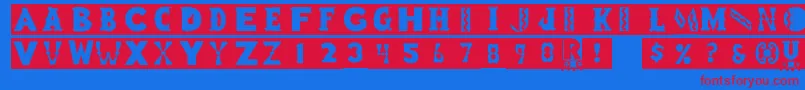 Rstoyblock Font – Red Fonts on Blue Background
