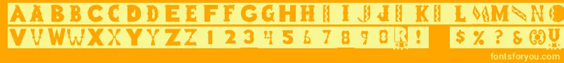 Rstoyblock-Schriftart – Gelbe Schriften auf orangefarbenem Hintergrund