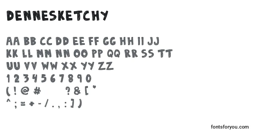 A fonte DenneSketchy – alfabeto, números, caracteres especiais