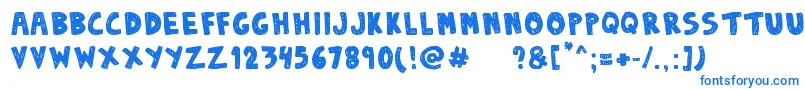 DenneSketchy-Schriftart – Blaue Schriften auf weißem Hintergrund