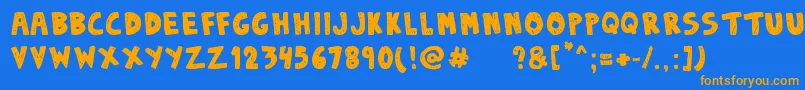 DenneSketchy Font – Orange Fonts on Blue Background