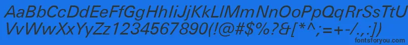 フォントUniversNextProItalic – 黒い文字の青い背景