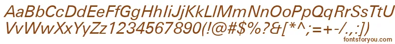 UniversNextProItalic-fontti – ruskeat fontit valkoisella taustalla