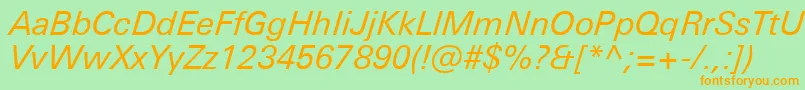 UniversNextProItalic Font – Orange Fonts on Green Background