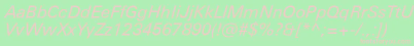 フォントUniversNextProItalic – 緑の背景にピンクのフォント