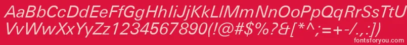 Fonte UniversNextProItalic – fontes rosa em um fundo vermelho