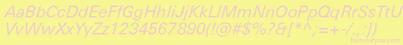 UniversNextProItalic-Schriftart – Rosa Schriften auf gelbem Hintergrund