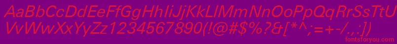 UniversNextProItalic Font – Red Fonts on Purple Background