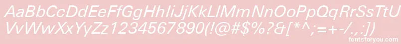 フォントUniversNextProItalic – ピンクの背景に白い文字