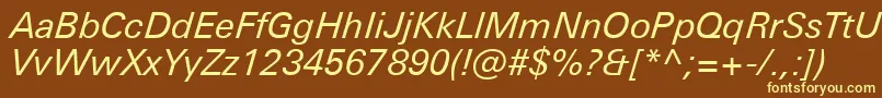 UniversNextProItalic-fontti – keltaiset fontit ruskealla taustalla