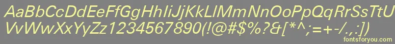 UniversNextProItalic Font – Yellow Fonts on Gray Background