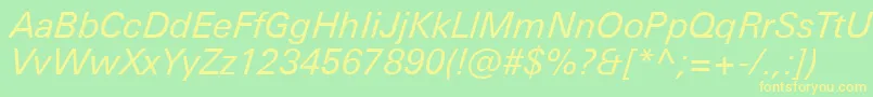 UniversNextProItalic Font – Yellow Fonts on Green Background