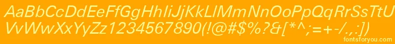 Шрифт UniversNextProItalic – жёлтые шрифты на оранжевом фоне