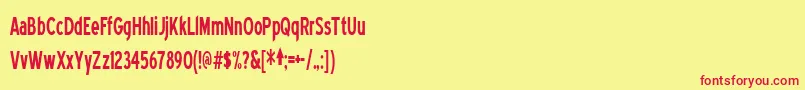 Bluecond Font – Red Fonts on Yellow Background