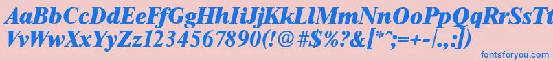 フォントThamesserialHeavyItalic – ピンクの背景に青い文字