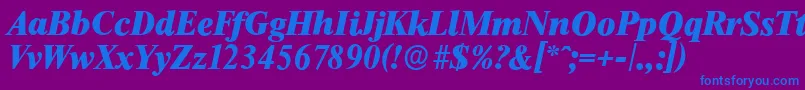 フォントThamesserialHeavyItalic – 紫色の背景に青い文字