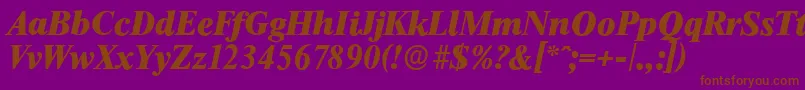 ThamesserialHeavyItalic-Schriftart – Braune Schriften auf violettem Hintergrund