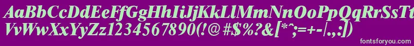フォントThamesserialHeavyItalic – 紫の背景に緑のフォント