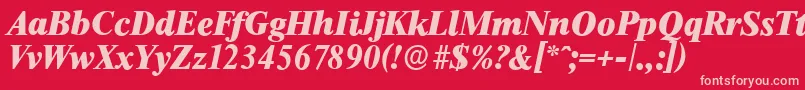 ThamesserialHeavyItalic-fontti – vaaleanpunaiset fontit punaisella taustalla