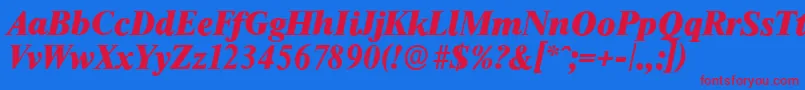 ThamesserialHeavyItalic Font – Red Fonts on Blue Background