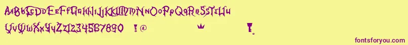 KingdomHearts Font – Purple Fonts on Yellow Background