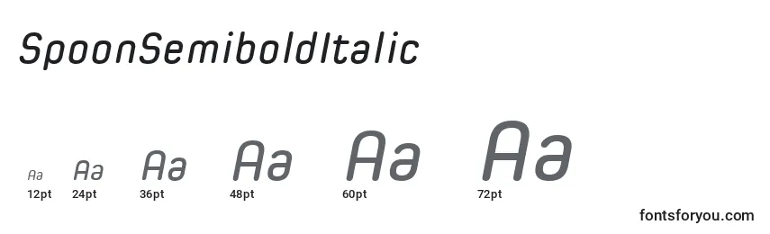 SpoonSemiboldItalic Font Sizes