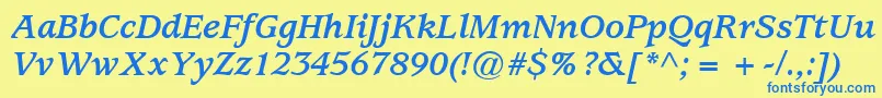 ExpositionSsiBoldItalic Font – Blue Fonts on Yellow Background