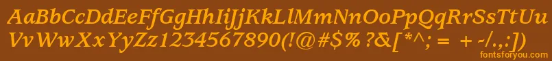 フォントExpositionSsiBoldItalic – オレンジ色の文字が茶色の背景にあります。