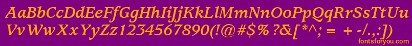 ExpositionSsiBoldItalic Font – Orange Fonts on Purple Background