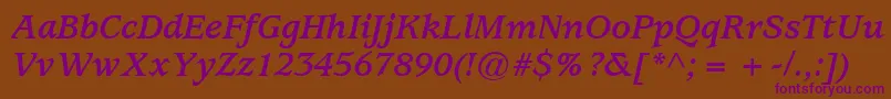 ExpositionSsiBoldItalic Font – Purple Fonts on Brown Background