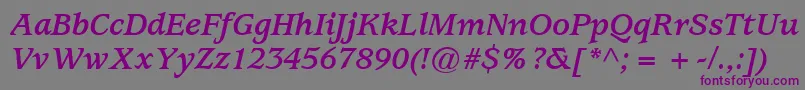 ExpositionSsiBoldItalic-Schriftart – Violette Schriften auf grauem Hintergrund