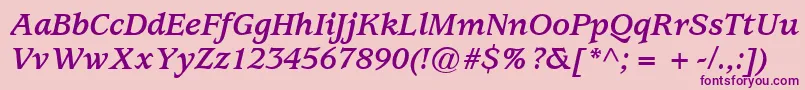 ExpositionSsiBoldItalic Font – Purple Fonts on Pink Background