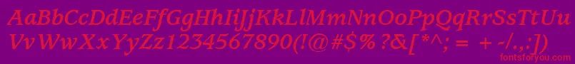ExpositionSsiBoldItalic Font – Red Fonts on Purple Background