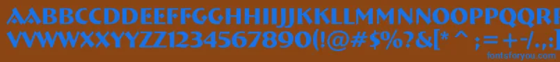 フォントABremen – 茶色の背景に青い文字