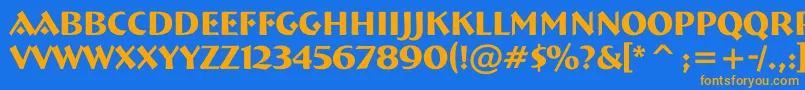 フォントABremen – オレンジ色の文字が青い背景にあります。