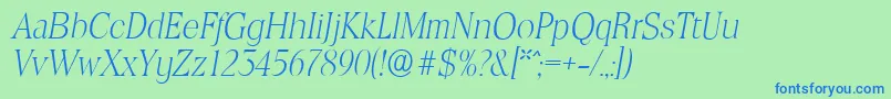 フォントToledoserialXlightItalic – 青い文字は緑の背景です。