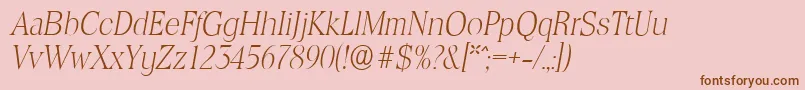 ToledoserialXlightItalic Font – Brown Fonts on Pink Background