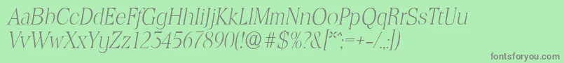 ToledoserialXlightItalic Font – Gray Fonts on Green Background