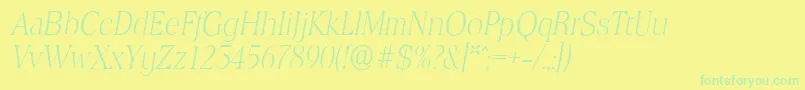 フォントToledoserialXlightItalic – 黄色い背景に緑の文字