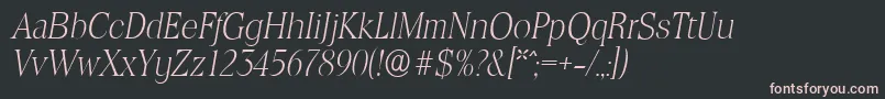 フォントToledoserialXlightItalic – 黒い背景にピンクのフォント