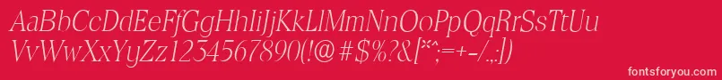 フォントToledoserialXlightItalic – 赤い背景にピンクのフォント