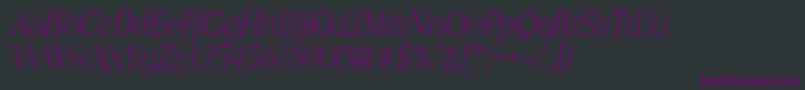 フォントToledoserialXlightItalic – 黒い背景に紫のフォント