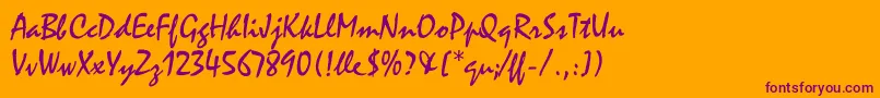 MistralLetPlain.1.0 Font – Purple Fonts on Orange Background