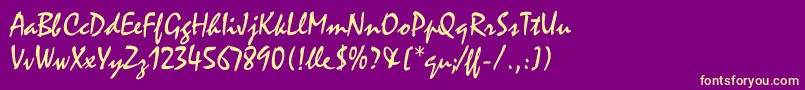 MistralLetPlain.1.0 Font – Yellow Fonts on Purple Background