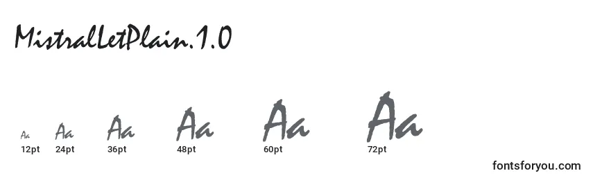 Größen der Schriftart MistralLetPlain.1.0